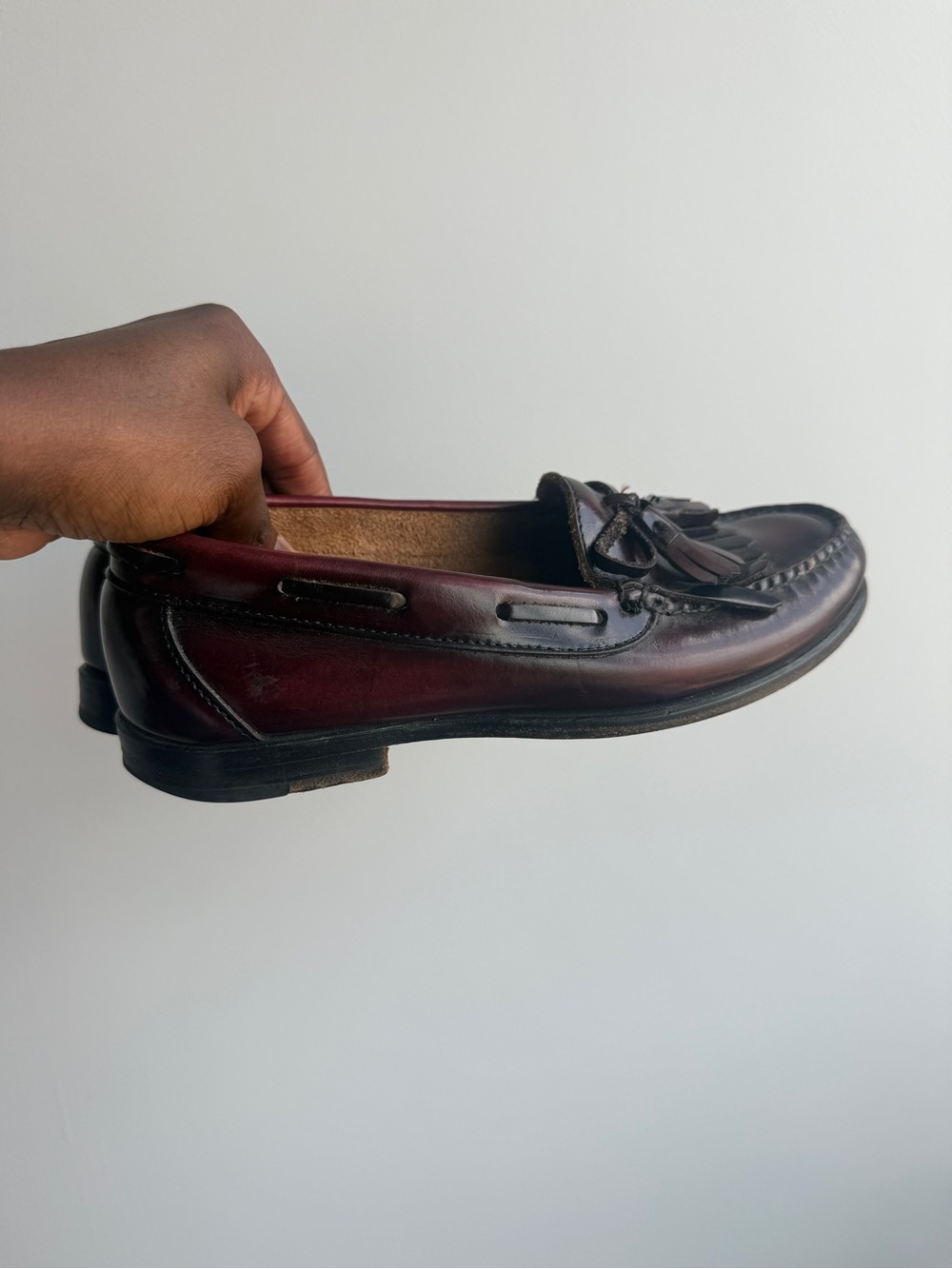 Cole Haan Men’s Burgundy Leather Tassel Loafers - Picture 5 of 7